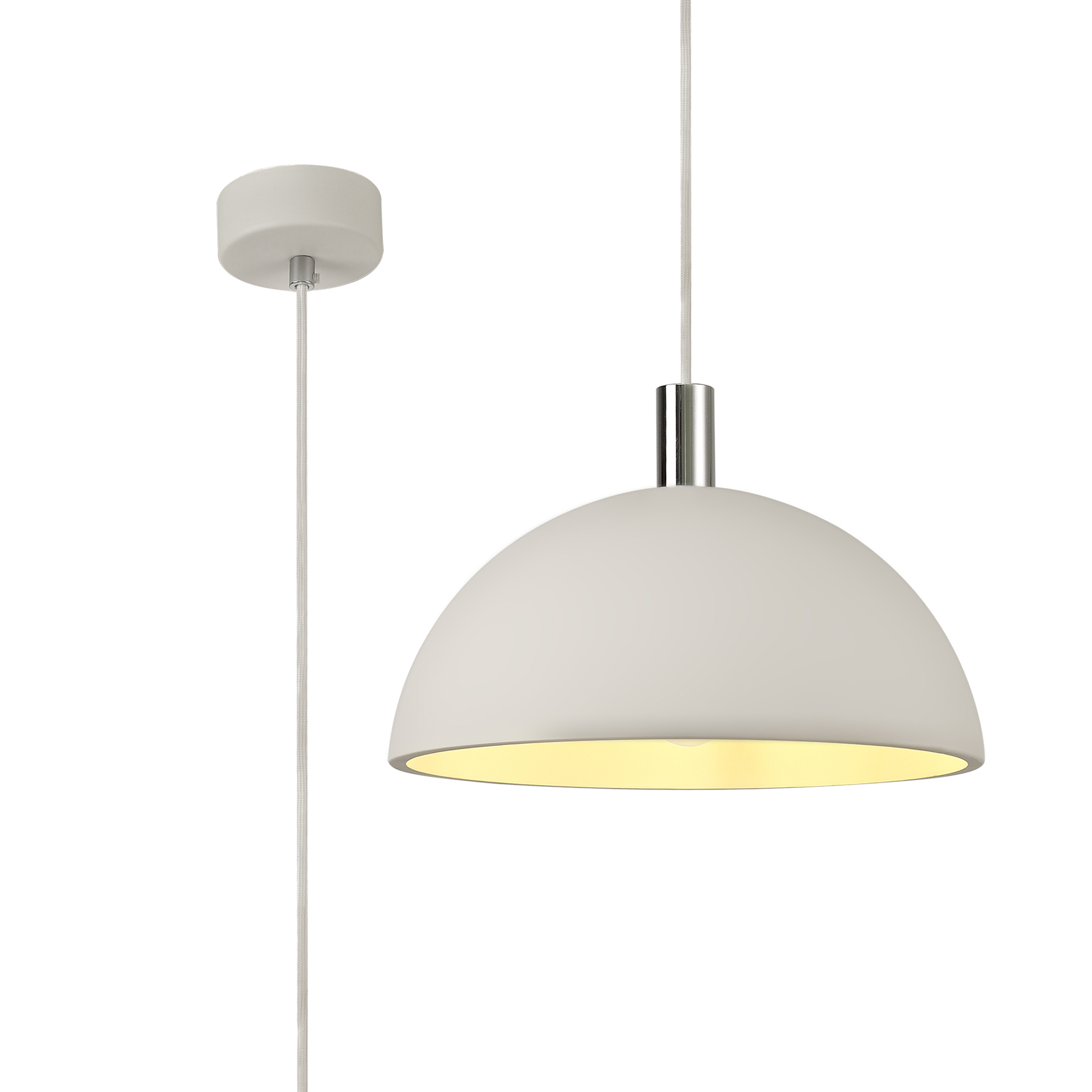 D0504  Alina Dome Pendant 1 Light White Paintable, Polished Chrome